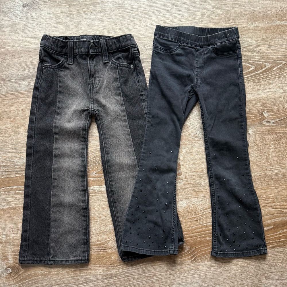 H&M Kids Black Flared Jeggings size 6 with Stud Detail & Old navy size 5 jeans